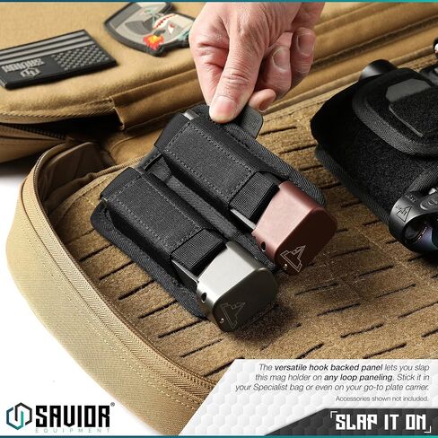 Savior Equipment Tactical Pistol Mag Pouch 9mm .40 45acp Open-Top Single & Double Stack Mag Holder Softshell Mags Storage Universal Magazine Carrier, Elastic Band to Hold Tight, Hook-Backed Panel in Kuwait
