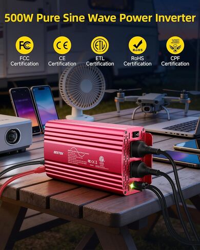 BESTEK [PD 30W&QC 3.0 18W شاحن USB] 150W محول طاقة السيارة، DC 12V إلى 110V AC محول الكمبيوتر المحمول شاحن سيارة منفذ محول للسيارة in Saudi Arabia