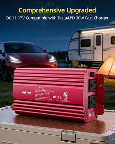 BESTEK [PD 30W&QC 3.0 18W شاحن USB] 150W محول طاقة السيارة، DC 12V إلى 110V AC محول الكمبيوتر المحمول شاحن سيارة منفذ محول للسيارة in Saudi Arabia