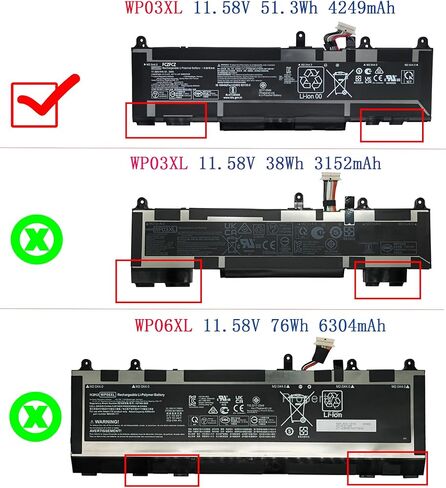 WP03XL Battery 51.3Wh Replacement for HP EliteBook 830 835 840 845 860 865 G9 / EliteBook 830 835 840 845 860 G10 / ZBook Firefly 14 G9 Series WP03038XL WP03040XL HSTNN-0B2J HSTNN-LB8W 11.58V in Kuwait