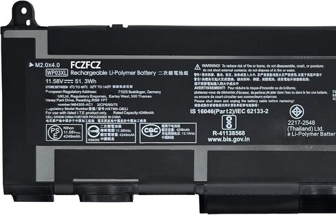 WP03XL Battery 51.3Wh Replacement for HP EliteBook 830 835 840 845 860 865 G9 / EliteBook 830 835 840 845 860 G10 / ZBook Firefly 14 G9 Series WP03038XL WP03040XL HSTNN-0B2J HSTNN-LB8W 11.58V in Kuwait