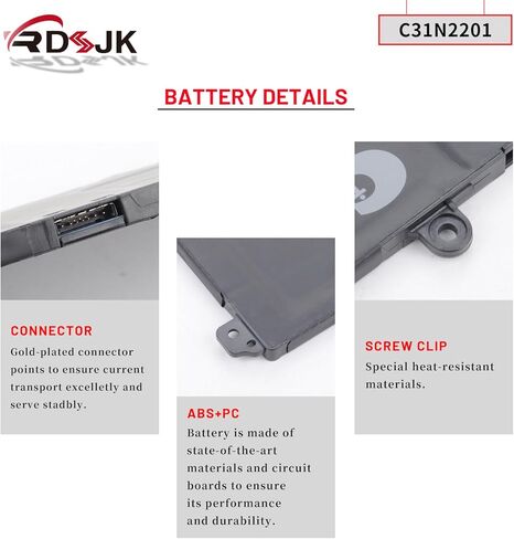 C31N2201 Laptop Battery for Asus Vivobook X1504VA X1504ZA F1504ZA F1605PA F1605ZA S1605PA S1605VA X1605VA X1605ZA M1605YA Go 15 E1504FA E1504GA S1504FA S1504GA 15X OLED M3504YA M3604YA 16 OLED X1605EA in Kuwait
