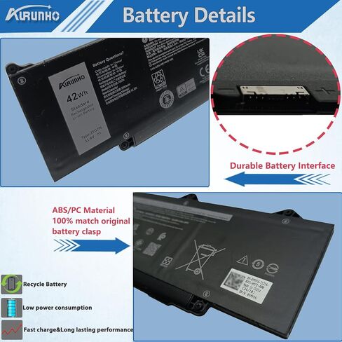 JTG7N 42Wh Battery Replacement for Dell Latitude 5340 5340 2-in-1 5540 5440 3540 3440 3340 5550 5450 5350 3450 3550 Precision 3590 3580 3480 3490 JTG7N 542WP 7RDGP 11.4V in Kuwait