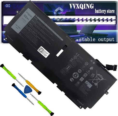 بطارية كمبيوتر محمول 722KK 52Wh متوافقة مع Dell XPS 13 9300 2020,9310 2020,9380 2020، P117G P117G002 2XXFW 52Wh P117G001 Series 0WN0N0 WN0N0 2XXFW in Kuwait