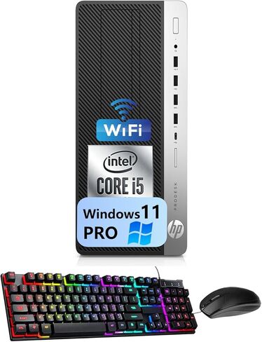 HP ProDesk 600 G5 MT Business Desktop PC, Core i5-9500, 8GB RAM, 256GB SSD, WiFi, BT, Mouse & Keyboard, Windows 11 Pro (Renewed) in Kuwait