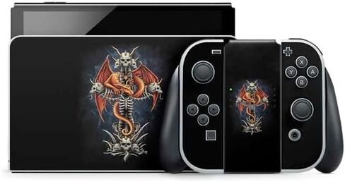 Skinit Gaming Decal Skin Compatible with Nintendo Switch OLED (2021) - Sarah Richter Gothic Dragon & Skull Cross by Sarah Richter Design in Kuwait