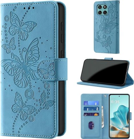 Case Wallet for Motorola Edge 2025, [RFID Blocking] 3 Card Holder Stand [Shockproof TPU Shell], PU Leather Magnetic Closure Protective Flip Cover, Purple in Kuwait