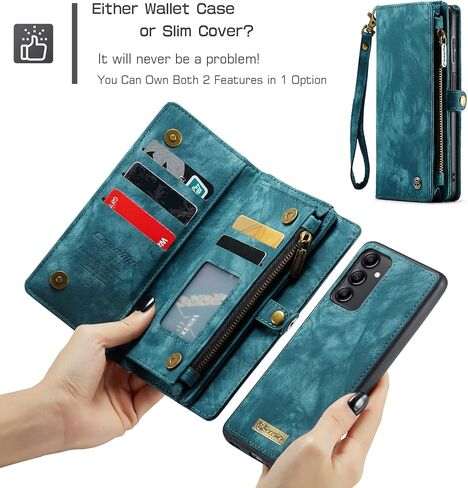 Kowauri Samsung Galaxy A14 5G Wallet Case, Faux Leather, Shock-Absorbent, Magnetic, Card Slot, Blue (2023) in Saudi Arabia