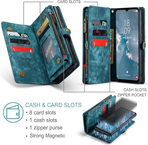 Kowauri Samsung Galaxy A14 5G Wallet Case, Faux Leather, Shock-Absorbent, Magnetic, Card Slot, Blue (2023) in Saudi Arabia