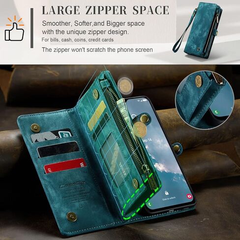 Kowauri Samsung Galaxy A14 5G Wallet Case, Faux Leather, Shock-Absorbent, Magnetic, Card Slot, Blue (2023) in Saudi Arabia
