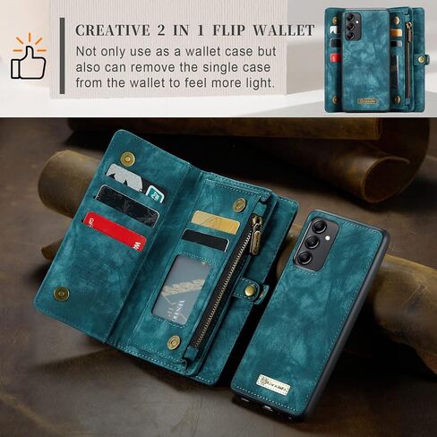 Kowauri Samsung Galaxy A14 5G Wallet Case, Faux Leather, Shock-Absorbent, Magnetic, Card Slot, Blue (2023) in Saudi Arabia