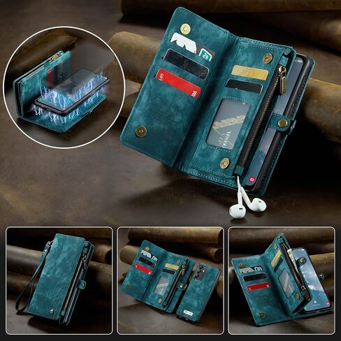 Kowauri Samsung Galaxy A14 5G Wallet Case, Faux Leather, Shock-Absorbent, Magnetic, Card Slot, Blue (2023) in Saudi Arabia