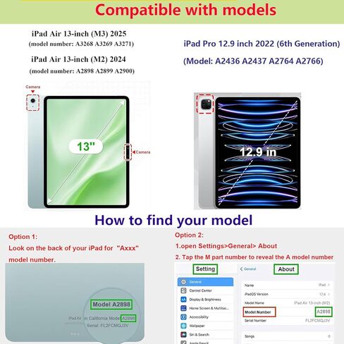 حافظة لجهاز Apple iPad Air 13 بوصة M3 2025/M2 2024 & iPad Pro 12.9 بوصة حافظة تابلت الجيل السادس 2022 مع حامل عمودي أفقي من السيليكون غطاء مقاوم للصدمات من جلد البولي يوريثان، وردي in Kuwait