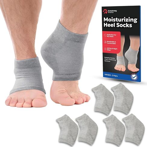 Moisturizing Socks for Cracked Heels - Fast Cracked Heel Repair. Dry Rough Heel Treatment - Toeless Gel Heel Socks Infused with Aloe Moisturier Lotion Softening Spa Socks Fits Women Men Feet - Large in Kuwait