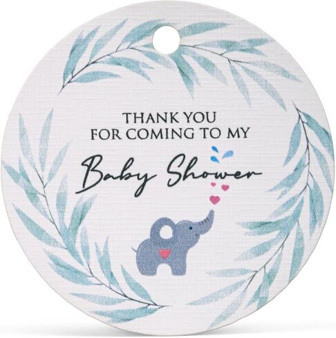Summer-Ray 50pcs Thank You for Coming to My Baby Shower Baby Elephant Theme Thank You Tags Favor Tags in Saudi Arabia