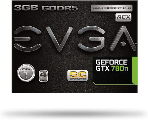 بطاقات رسومات EVGA GeForce GTX 780 Ti Superclocked w/ACX Cooler 3GB GDDR5 384bit Dual-Link DVI-I DVI-D HDMI DP SLI 03G-P4-2884-KR (متجددة) in Kuwait