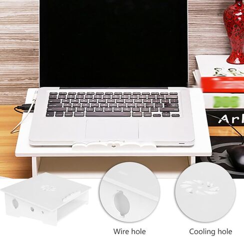 Laptop Elevated Stand with Computer Storage Rack, Silent Cooling Holder for Office and Home Use, Small White Portable Laptop Support Rack for Improved Heat Dissipation in Kuwait