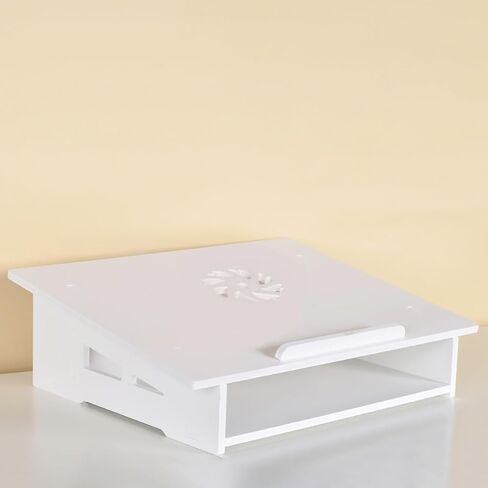 Laptop Elevated Stand with Computer Storage Rack, Silent Cooling Holder for Office and Home Use, Small White Portable Laptop Support Rack for Improved Heat Dissipation in Kuwait