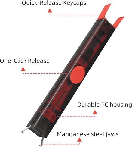 GATERON Twins 2-in-1 Switch and Keycap Puller، أداة تبديل ساخنة للفك الفولاذي المنغنيز للوحات المفاتيح الميكانيكية، مجموعة إزالة مريحة DIY مع فرشاة تنظيف (نظام ألوان أسود وأحمر) in Kuwait