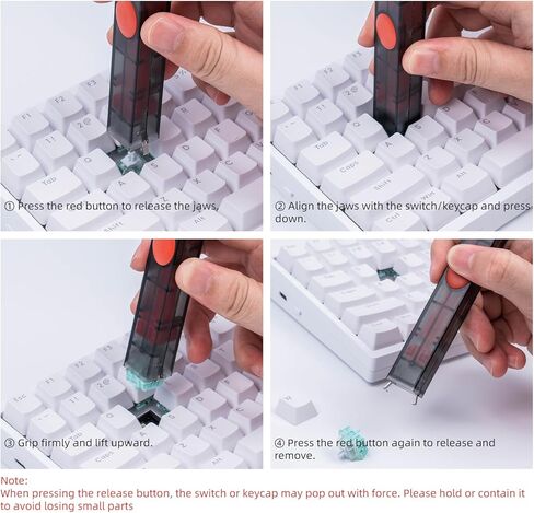 GATERON Twins 2-in-1 Switch and Keycap Puller، أداة تبديل ساخنة للفك الفولاذي المنغنيز للوحات المفاتيح الميكانيكية، مجموعة إزالة مريحة DIY مع فرشاة تنظيف (نظام ألوان أسود وأحمر) in Kuwait