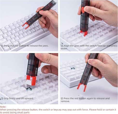 GATERON Twins 2-in-1 Switch and Keycap Puller، أداة تبديل ساخنة للفك الفولاذي المنغنيز للوحات المفاتيح الميكانيكية، مجموعة إزالة مريحة DIY مع فرشاة تنظيف (نظام ألوان أسود وأحمر) in Kuwait