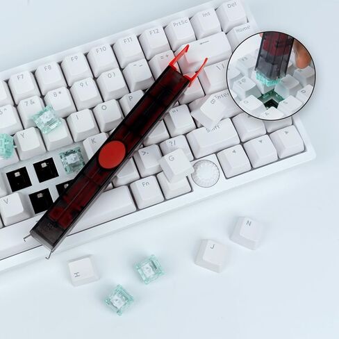 GATERON Twins 2-in-1 Switch and Keycap Puller، أداة تبديل ساخنة للفك الفولاذي المنغنيز للوحات المفاتيح الميكانيكية، مجموعة إزالة مريحة DIY مع فرشاة تنظيف (نظام ألوان أسود وأحمر) in Kuwait