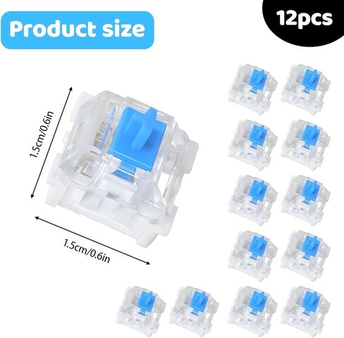 15 Blue Mechanical Keyboard switches, 3 pre-Oiled Click Key switches, dust- and Water-Resistant Mechanical Gaming Keyboard Accessories in Kuwait