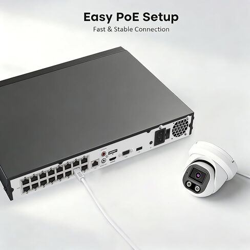 مسجل PoE NVR ذو 16 قناة مع 16 منفذ PoE مدمج، مخرج HDMI 4K، يدعم كاميرات IP بدقة 8 ميجابكسل، متوافق مع ONVIF، نظام أمان سلكي (رؤية الحراسة) in Kuwait