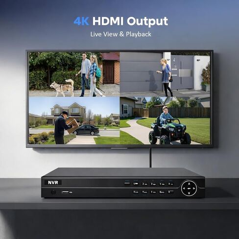 مسجل PoE NVR ذو 16 قناة مع 16 منفذ PoE مدمج، مخرج HDMI 4K، يدعم كاميرات IP بدقة 8 ميجابكسل، متوافق مع ONVIF، نظام أمان سلكي (رؤية الحراسة) in Kuwait