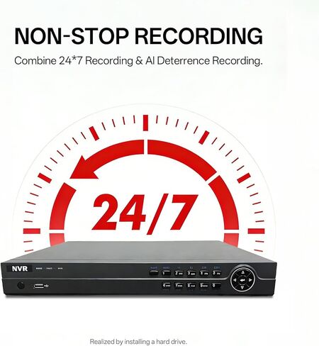 مسجل PoE NVR ذو 16 قناة مع 16 منفذ PoE مدمج، مخرج HDMI 4K، يدعم كاميرات IP بدقة 8 ميجابكسل، متوافق مع ONVIF، نظام أمان سلكي (رؤية الحراسة) in Kuwait