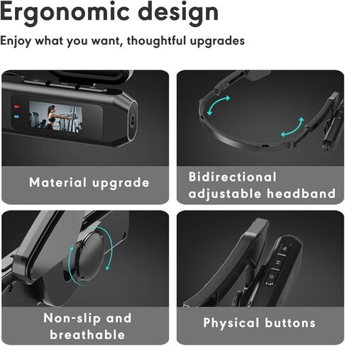 GOWENIC Head Mounted Camcorder, 2.7K HD Action Camera with Smart Stabilization and 110 Degree Wide Angle Lens, for Cycling and Sports Recording in Kuwait
