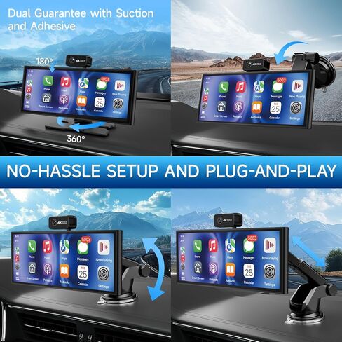 CarPlay Screen for Car Tablet Android Auto Smart Screen for Car, 4K Dash Cam Portable Car Play with 3 Channel Camera,10.26" Wireless Display with FM Radio Stereo Bluetooth 5.2, 32GB TF Card Black in Kuwait