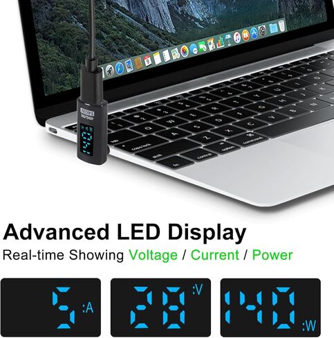 4 قطع USB C 90 درجة محول لأعلى ولأسفل زاوية قائمة مع شاشة رقمية، 140 وات USB4.0 نوع C ذكر إلى موصل أنثى، 40 جيجا بايت في الثانية 8K@60 هرتز، يدعم الجهد الكهربائي الأسود in Kuwait