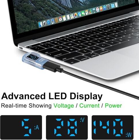 4pcs 90 Degree Right Angle USB C Adapter with Digital Display, 140W USB4.0 Type-C Male to Female Connector, 40Gbps, 8K@60Hz, Support Voltage, Current and Power Smart LED Display Blue in Kuwait