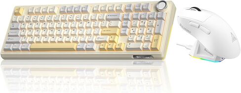 SOLAKAKA KI99 Pro وSM822، مجموعة لوحة مفاتيح وماوس لاسلكية للألعاب (أبيض) in Kuwait