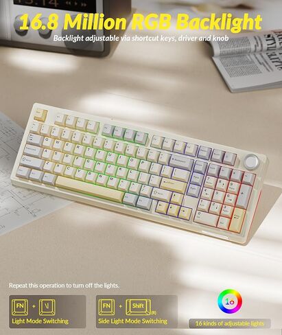 SOLAKAKA KI99 Pro وSM822، مجموعة لوحة مفاتيح وماوس لاسلكية للألعاب (أبيض) in Kuwait
