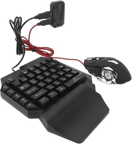 Focket محول لوحة المفاتيح الماوس، 4 في 1 الألعاب كومبو 5V 2000mA شحن الكمون الحرة رسم الخرائط RGB لوحة المفاتيح الألعاب بيد واحدة محول الماوس مع حامل الهاتف قابل للتعديل ل in Kuwait