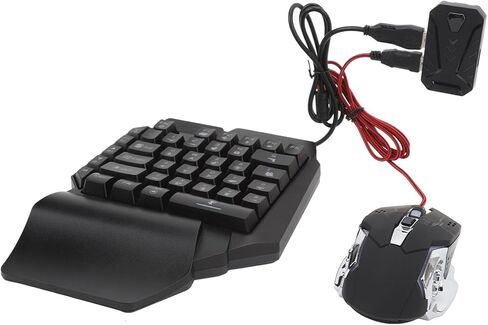 Focket محول لوحة المفاتيح الماوس، 4 في 1 الألعاب كومبو 5V 2000mA شحن الكمون الحرة رسم الخرائط RGB لوحة المفاتيح الألعاب بيد واحدة محول الماوس مع حامل الهاتف قابل للتعديل ل in Kuwait