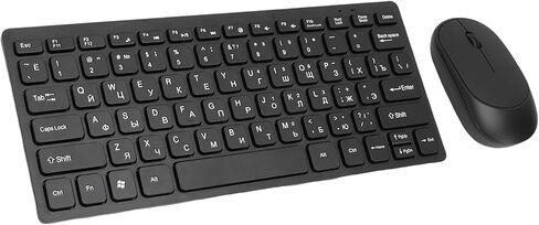 ciciglow Wireless Keyboard and Mouse Combo, 78 Key Russian Keyboard + Silent Mouse for PC Laptop, 2.4GHz Wireless Unifying USB Receiver in Kuwait