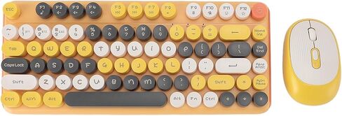 SUNGOOYUE Keyboard Mouse Combo, 2.4G Wireless Bluetooth Double Modes 82 Keys Low Noise Keyboard Mouse Set with High Performance Chip and 3 Adjustable DPI, for Office Gaming Broadcasting (Yellow) in Kuwait