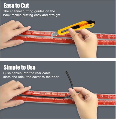 Floor Cable Cover, 10ft Self Adhesive Wire Covers Cables Floor Protect, Flexible PVC Cable Protector Indoor Outdoor Wire Hider Prevent Trip Hazards Cable Tidy for Home Office Garages in Kuwait