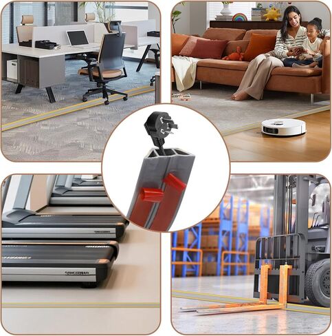 Floor Cable Cover, 10ft Self Adhesive Wire Covers Cables Floor Protect, Flexible PVC Cable Protector Indoor Outdoor Wire Hider Prevent Trip Hazards Cable Tidy for Home Office Garages in Kuwait