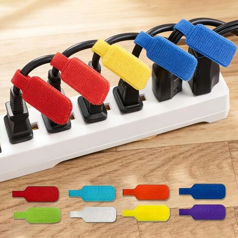16 Pack Self Locking Writable Cable Ties Reusable Nylon Wire Straps with Color Coded System for Home Office Electronics TV Computer Cord Management in Kuwait