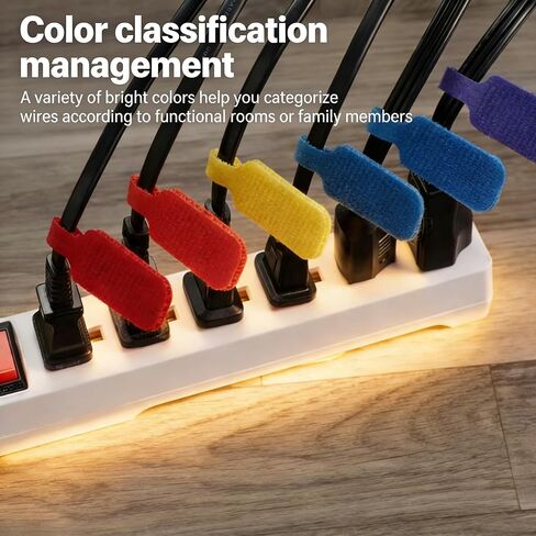 16 Pack Self Locking Writable Cable Ties Reusable Nylon Wire Straps with Color Coded System for Home Office Electronics TV Computer Cord Management in Kuwait
