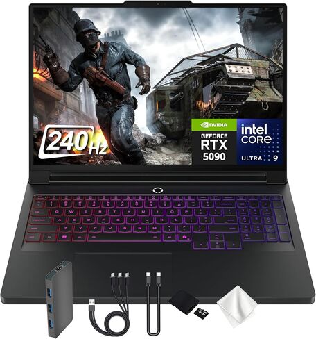 Lenovo Legion Pro 7i 16" WQXGA OLED 240Hz Gaming Laptop, Intel Ultra 9 275HX, GeForce RTX 5090, 64GB DDR5, 3TB Storage(2TB SSD&1TB Docking Station Set), RGB Backlit Keyboard, WiFi 7, Win 11 Pro, Black in Kuwait