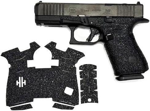 شريط قبضة مسدس Handleitgrips متوافق مع Glock 19 Gen 6 - شريط قبضة مسدس من ورق الصنفرة الأسود، سهل التركيب، أجزاء وإكسسوارات البندقية، مملوكة للمحاربين القدامى، صنع في الولايات المتحدة الأمريكية in Kuwait