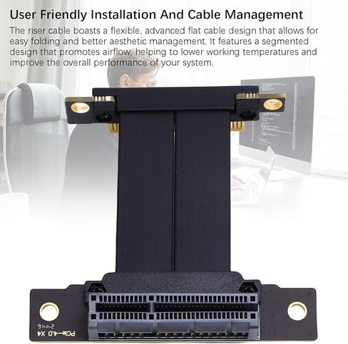 EBTOOLS PCIE 4.0 Riser Cable, 64 Pin GPU Graphics Card Extension Cable 8GB s Data Transfer, 4X 90 Connector, Backward Compatible with PCIE 3.0 2.0 1.0, for M.2 WiFi USB Sound (5cm) in Kuwait