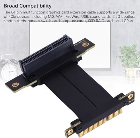 EBTOOLS PCIE 4.0 Riser Cable, 64 Pin GPU Graphics Card Extension Cable 8GB s Data Transfer, 4X 90 Connector, Backward Compatible with PCIE 3.0 2.0 1.0, for M.2 WiFi USB Sound (5cm) in Kuwait