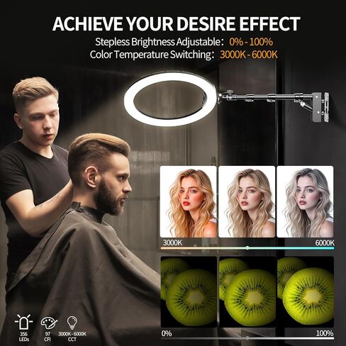 EMART 21’’ Ring Light Wall Mount with Phone Holder, Rotatable Boom Arm Overhead Light Stand with Remote Control for Photography Lighting Studio, Live Streaming, Salon, Barber Light, Beauty Tattoo in Kuwait