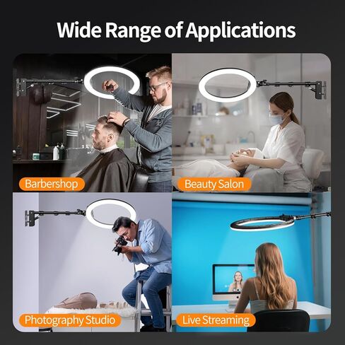 EMART 21’’ Ring Light Wall Mount with Phone Holder, Rotatable Boom Arm Overhead Light Stand with Remote Control for Photography Lighting Studio, Live Streaming, Salon, Barber Light, Beauty Tattoo in Kuwait